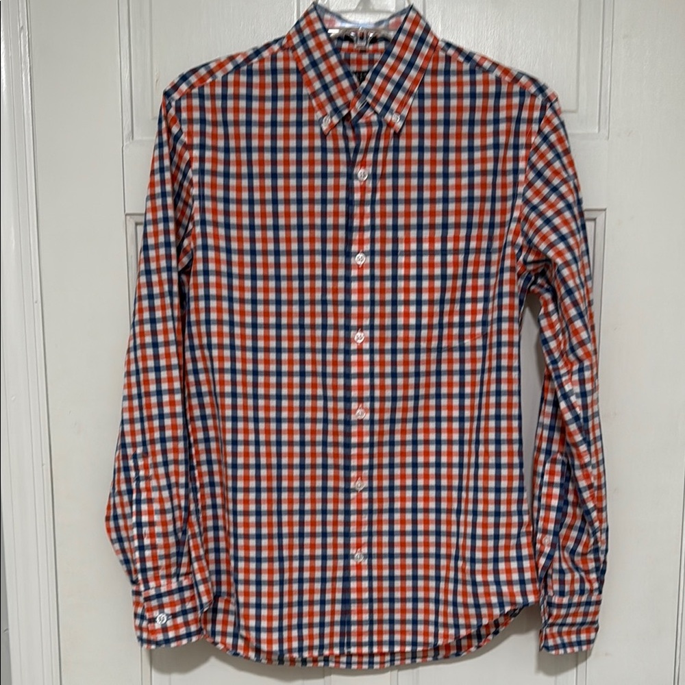 Men's J.Crew Slim Untucked Checkered Preppy Shirt - orange/Red, Blue, White NWT